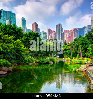 Teich und die Landschaft der Hong Kong Park Stockfoto