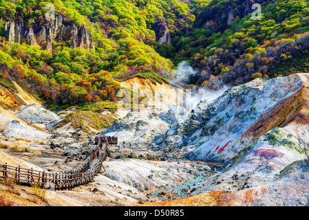 Höllental in Noboribetsu, Hokkaido, JP. Stockfoto