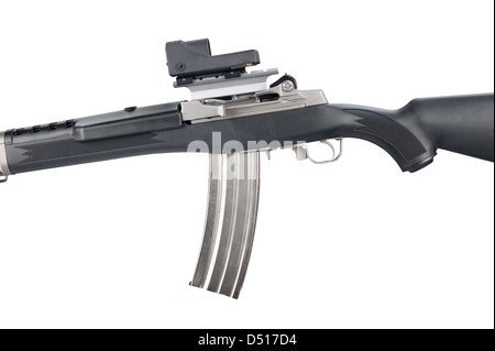 Ein Sturmgewehr über einen weißen Hintergrund für Waffenkontrolle Rückschlüsse und andere Waffe-Themen. Stockfoto