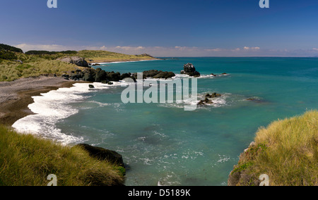 Suchen SE in Richtung Howells Punkt/Taramea über Colac Bay/Oraka, in der Nähe von Riverton/Aparima, Southland, Neuseeland Stockfoto