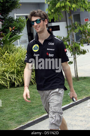 Formel 1 GP, Malaysia in Kuala Lumpur/Sepang 21.03.2013, Romain Grosjean, Lotus F1 Team, Fahrerlager Foto: Mspb / Thomas Melzer Stockfoto