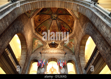 Der Hallendecke Eingang des Rathauses in Maastricht, Maastricht, Niederlande Stockfoto