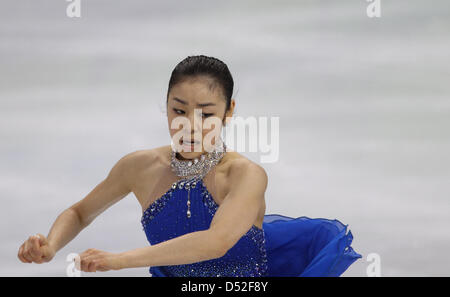 Yu-Na Kim aus Südkorea führt in der Kür der Damen Eiskunstlauf-Wettbewerb im Vancouvers Pacific Coliseum in Vancouver olympischen Winterspiele 2010, 25. Februar 2010. Foto: Daniel Karmann +++(c) Dpa - Bildfunk +++ Stockfoto