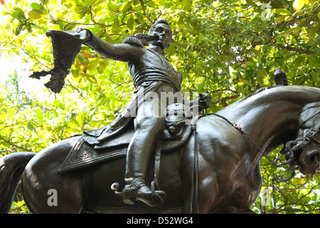 Reiterstatue von Simon Bolivar. Bolivar-Platz. Cartagena de Indias. Kolumbien. Stockfoto