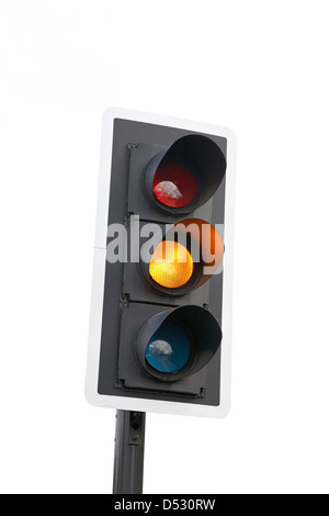 Ampel auf gelb uk Stockfoto