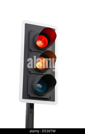 Ampel auf rot und amber UK Stockfoto