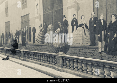 Kuba, Havanna, Havanna Vieja, Mercaderes Street, kubanische Geschichte Wandbild Stockfoto