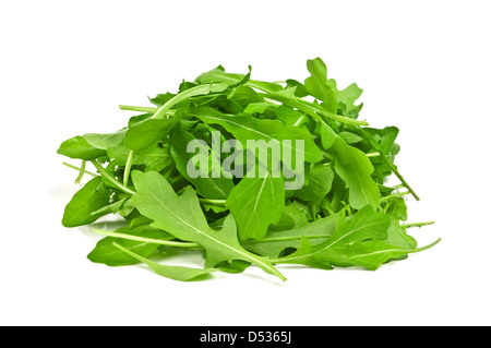 Rucola, isoliert auf weißem Hintergrund Stockfoto