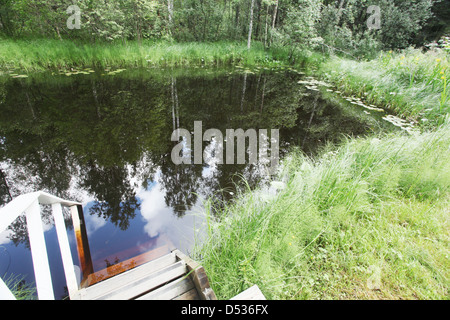 Schwimmteich und in die Wasser-Rampen Stockfoto