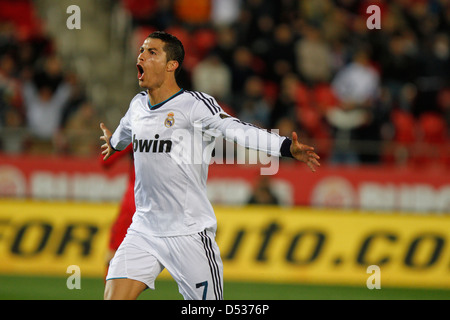 Real Madrid-Fußballer Cristiano Ronaldo feiert nach einem Tor Stockfoto