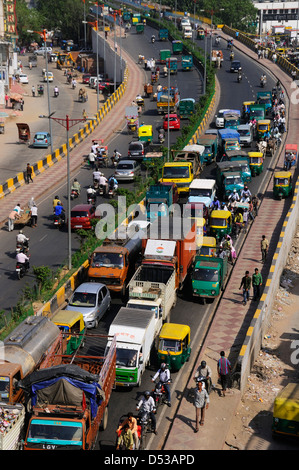 Stau in Neu-Delhi. Stockfoto