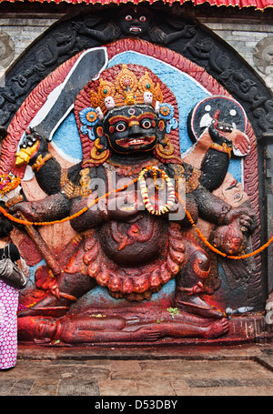 Kala Bhairava Statue an Hanuman Dhoka Durbar Square, Kathmandu, Nepal Stockfoto