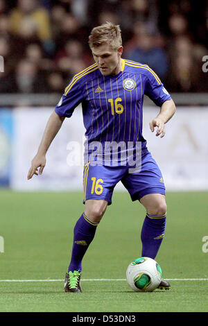 Astana, Kasachstan. 22. März 2013. Kasachstans Heinrich Schmidtgal während der FIFA WM 2014 Qualifikation Gruppe C Fußball-match zwischen Kasachstan und Deutschland in Astana, Kasachstan, Astana Arena 22. März 2013. Foto: Fredrik von Erichsen/Dpa/Alamy Live News Stockfoto