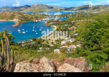 Antigua Bay, Blick vom Shirely Höhen, Antigua, West Indies, Karibik Stockfoto