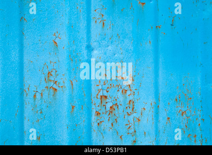 Blaue rostigen Metallwand Hintergrundtextur Stockfoto