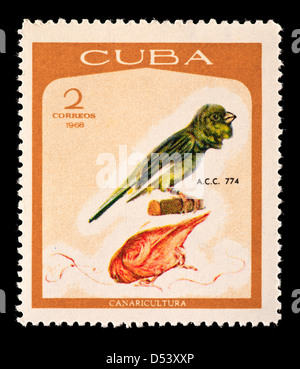 Briefmarke aus Kuba Darstellung einen Singvogel Stockfoto