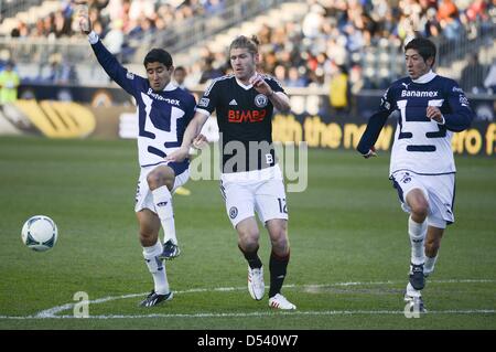 Chester, Pennsylvania, USA. 23. März 2013. Philadelphia Union-Spieler, ARRON WHEELER (12) in Aktion gegen die UNAM Pumas im PPL Park in Chester PA. Die Union gewann 1: 0 in ihrer ersten internationalen "freundlich" der Saison. (Bild Kredit: Kredit: Ricky Fitchett/ZUMAPRESS.com/Alamy Live-Nachrichten) Stockfoto