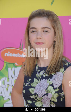 Schauspielerin Kiernan Shipka kommt bei Nickelodeon 26. Annual Kids' Choice Awards am USC Galen Center in Los Angeles, USA, im 23. März 2013. Foto: Hubert Boesl Stockfoto