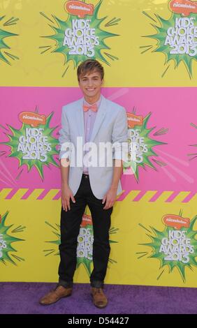 US-Schauspieler Lucas Cruikshank kommt bei Nickelodeon 26. Annual Kids' Choice Awards am USC Galen Center in Los Angeles, USA, im 23. März 2013. Foto: Hubert Boesl Stockfoto