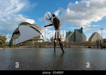 Die Turia Park in Valencia Palau de les Arts Reina Sofia (Palast der Künste) Stadt der Künste und Wissenschaften in Valencia Stockfoto