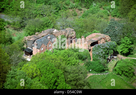 Luftaufnahme des Rock Häuser gehauen aus Sandstein am Heiligen Austin Rock Kinver Rand West Midlands Stockfoto