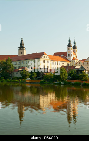 Chateau Wasserspiegelungen, Telc, Tschechische Republik Stockfoto