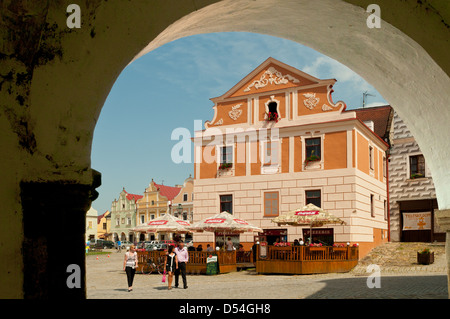 Restaurant am Platz, Telc, Tschechische Republik Stockfoto