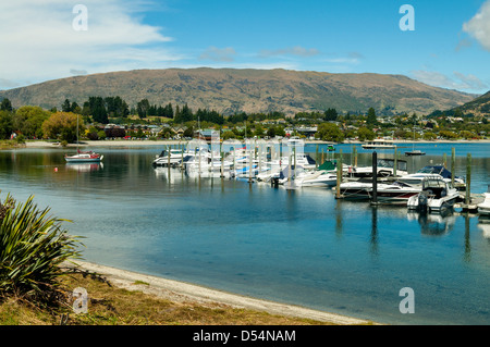 Marina am Lake Wanaka, Otago, Neuseeland Stockfoto