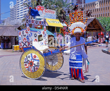 Zulu-Rikscha-Puller, Durban, Provinz KwaZulu-Natal, Südafrika Stockfoto