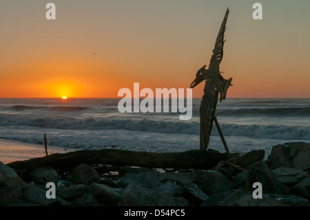 Sonnenuntergang am Strand Hokitika, Hokitika, West Coast, Neuseeland Stockfoto
