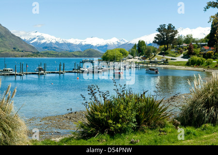 Marina am Lake Wanaka, Central Otago, Neuseeland Stockfoto