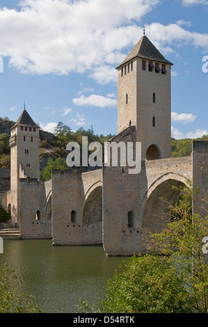 Pont Valentre in Cahors, Lot, Midi-Pyrenäen, Frankreich Stockfoto
