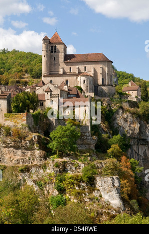 Saint-Cirq-Lapopie, Lot, Midi-Pyrenäen, Frankreich Stockfoto