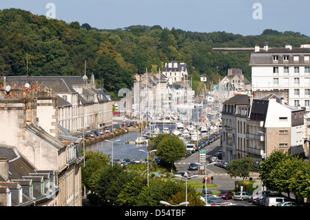 Fluss-Morlaix vom Viadukt, Bretagne, Frankreich Stockfoto