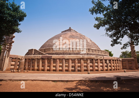 Große Stupa gebaut von Ashoka das große Sanchi, Madhya Pradesh, Indien Stockfoto