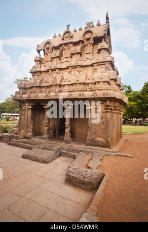 Antike Ganesh Ratha Tempel in Mahabalipuram, Kanchipuram Bezirk, Tamil Nadu, Indien Stockfoto