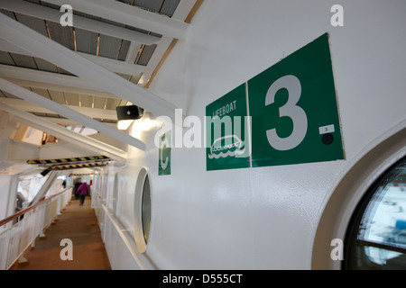Rettungsboot anmelden Passagierdeck Fähre Kreuzfahrt Schiff Norwegen Europa Stockfoto