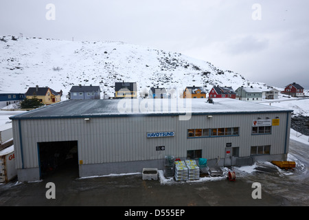 Havoysund Hurtigruten Pier Lager Finnmark Norwegen Europa Stockfoto