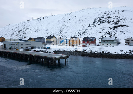 Havoysund Hurtigruten Pier Finnmark Norwegen Europa Stockfoto