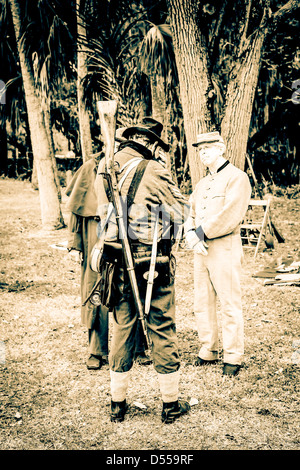 Männer der südlichen Konföderierten Armee auf die Gamble-Plantage in Florida Stockfoto