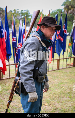 Männer der südlichen Konföderierten Armee auf die Gamble-Plantage in Florida Stockfoto