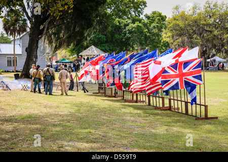 Männer der südlichen Konföderierten Armee auf die Gamble-Plantage in Florida Stockfoto