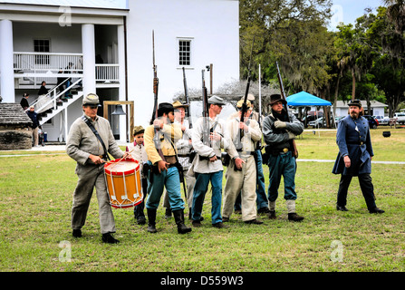 Männer der südlichen Konföderierten Armee auf die Gamble-Plantage in Florida Stockfoto