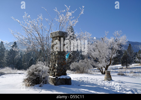 "Alten" Chief Joseph das Grab im Winter, Nez Perce National Historic Park, Oregon. Stockfoto