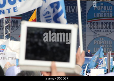 23. März 2013 pro Silvio Berlusconi Unterstützung zu sammeln, in die Piazza del Popolo, Rom, Italien Stockfoto