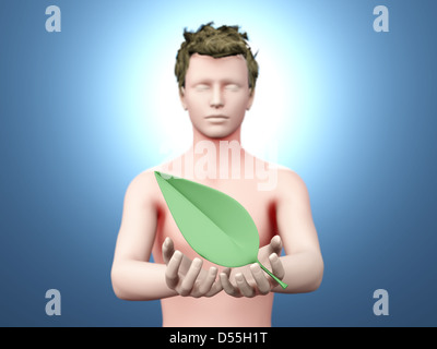 Die Ökologie in Ihren Händen. 3D Abbildung gerendert. Stockfoto