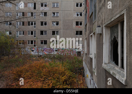 Berlin, Deutschland, die Ruinen der ehemaligen Vertrag Arbeiter Schlafsaal Stockfoto