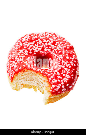 Krapfen mit Biss genommen Stockfoto