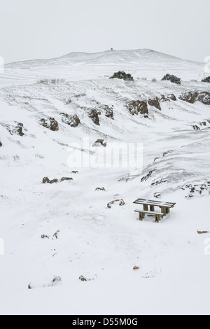 Eine schneebedeckte Burton Dassett, Warwickshire, England, UK Stockfoto