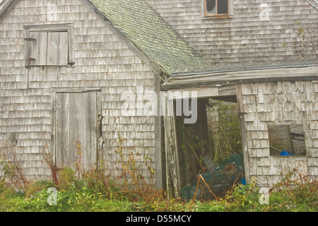 Verlassene Holzschindel Altbauten. Stockfoto